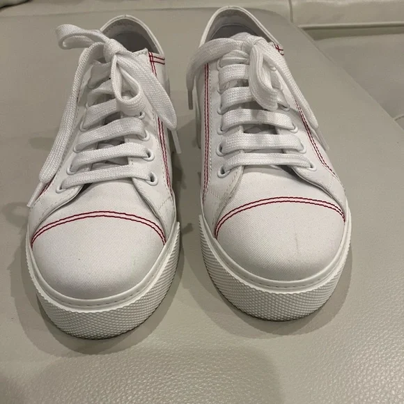 まゆ EU38/24.5cm Miu Miu White Leather Lace Up Sneakers Size 38 Miu Miu | TLC US